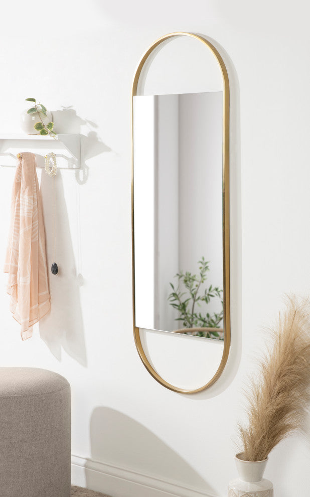 Nobles Framed Capsule Mirror, Gold 16x48