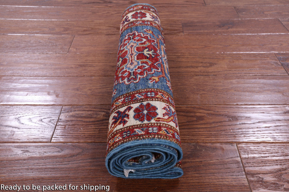 1' 11" X 5' 9" Super Kazak Geometrtic Handmade Runner Rug Q10300