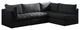 Jacob Velvet Upholstered 4-Piece L-Shaped Modular Sectional, Black