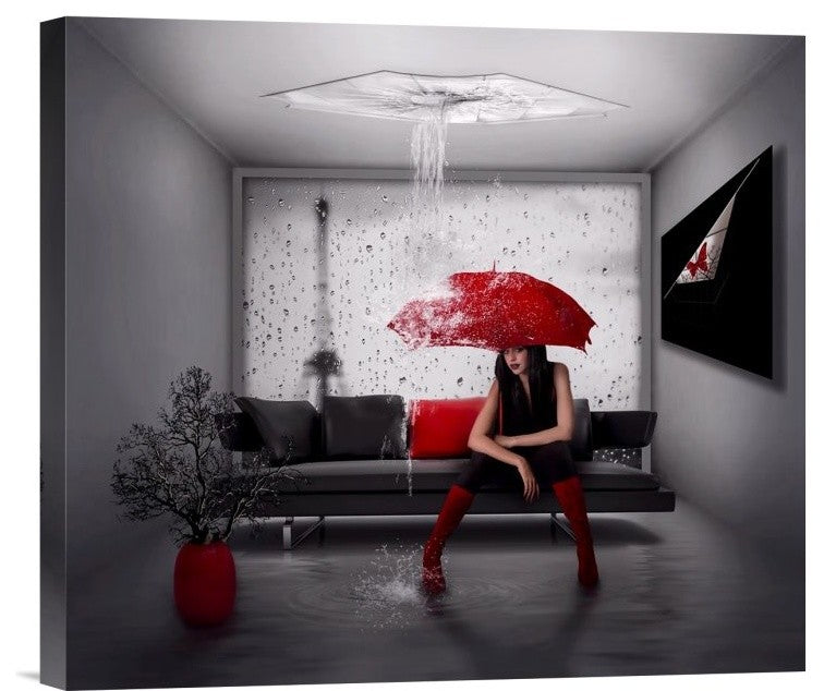 "Rain In Paris" Stretched Canvas Giclee by Natalia Simongulashvili, 16x14"
