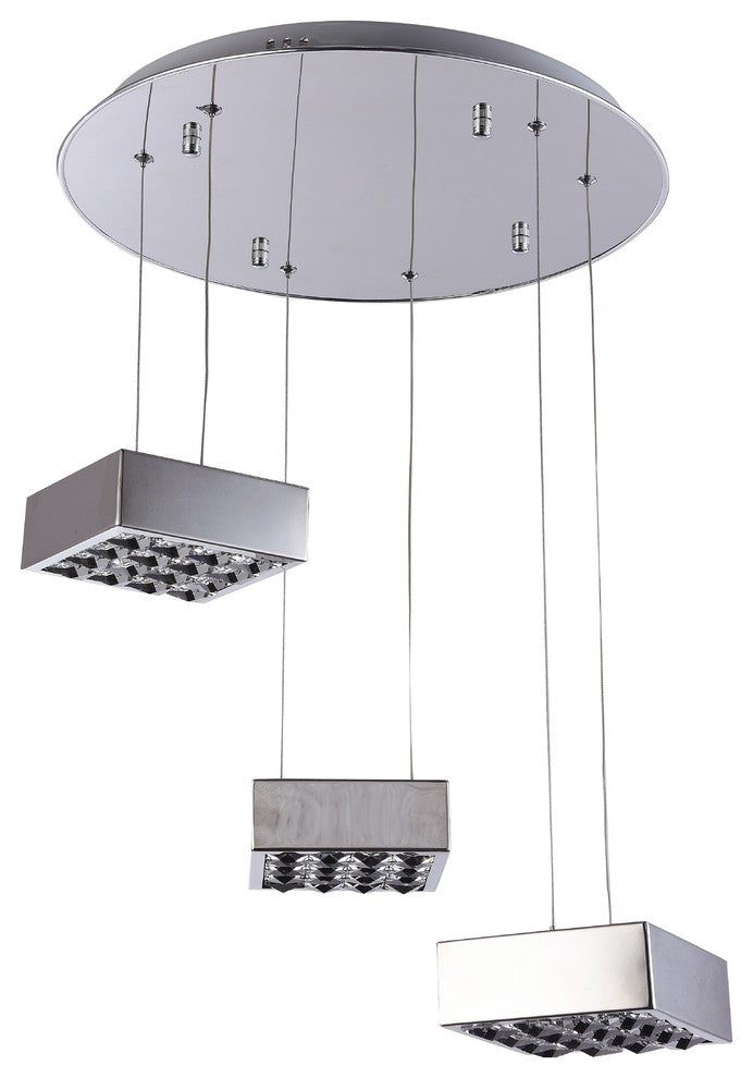 Chrome Frame LED Box Light Fixture With Clear Crystal Bottom