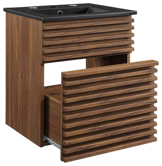 Render 18" Wall-Mount Bathroom Vanity, Walnut Black