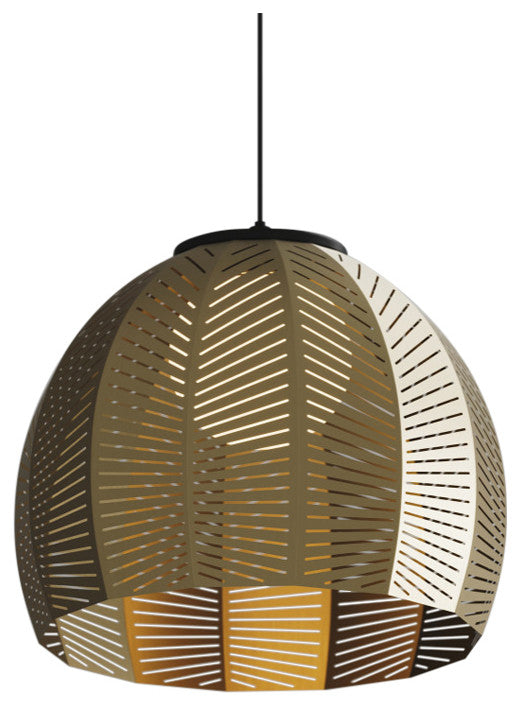 Amicus 16" Pendant, Distressed Brass/Dark Stained Walnut, 3500k Led
