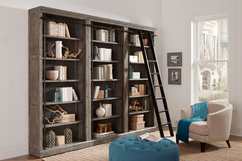 Avondale 8' Tall 3 Bookcases Wall With Ladder
