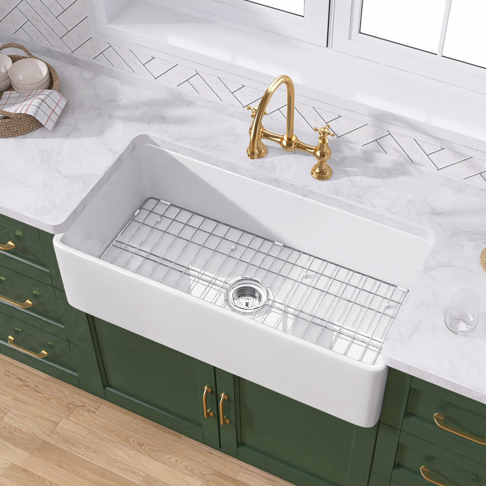36" Fireclay White Kitchen Farmhouse Single Bowl Sink
