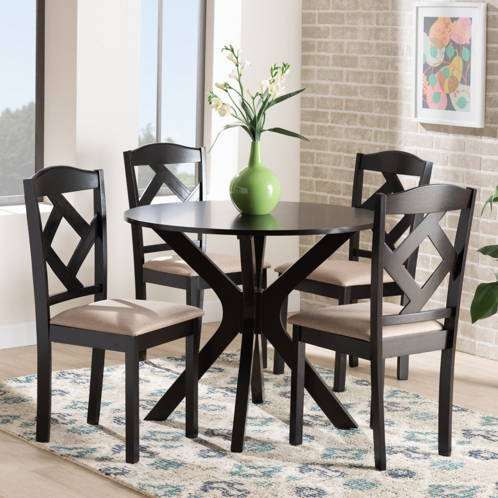 Bernetta Modern 5-Piece Dining Set, Sand