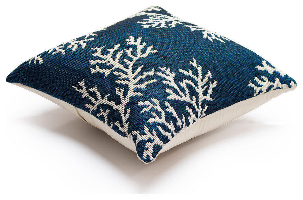 Marina Coral Edge Indoor/Outdoor Pillow Navy 12"x18"