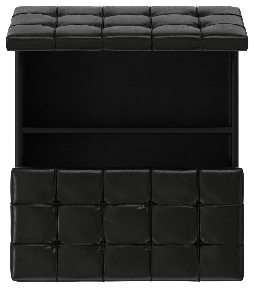 Harrison Large Square Coffee Table Storage Ottoman, Midnight Black