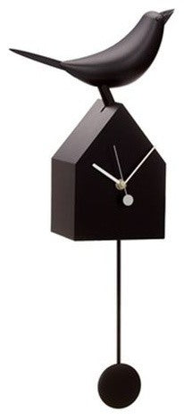 Motion Birdhouse Clock With Removable Pendulum, Black