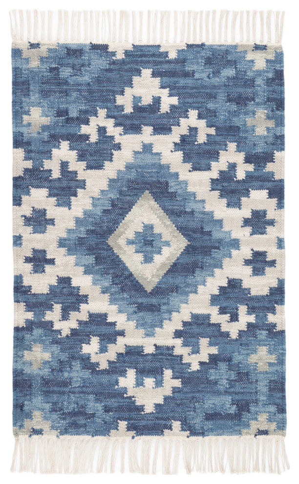Dash & Albert Marmara Kilim Handwoven Cotton Rug, Blue, 2' x 3'