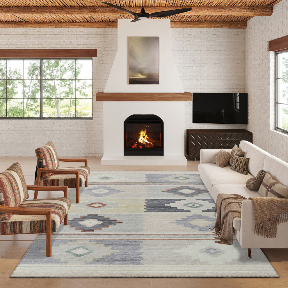Indoor/Outdoor Phoenix PH1 Ivory Machine Washable 3' x 5' Rug
