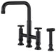 Double Handle Bridge Kitchen Faucet with Side Spray
