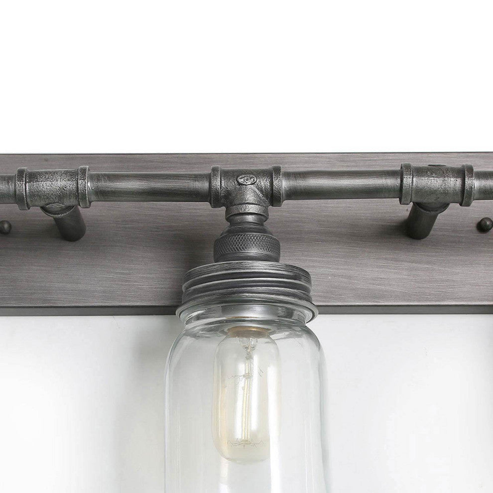 LNC 3-Lieght Farmhouse Vanity Lights Bathroom Clear Glass Mason Jar Light