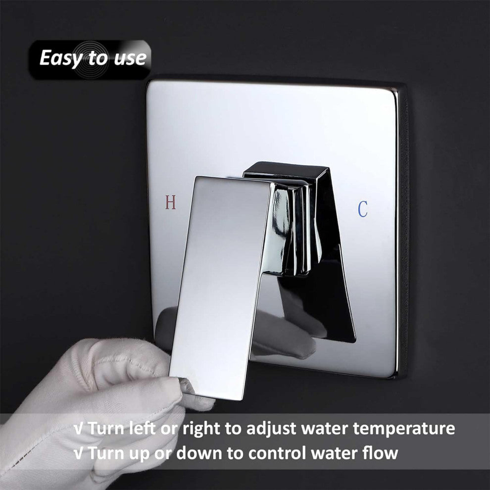 CASAINC 9" Wall Mounted Square Shower System Set Single Handle, Chrome