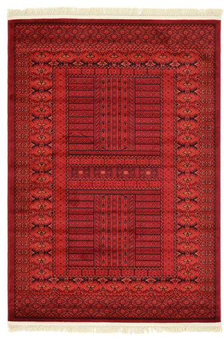 Unique Loom Red Roosevelt Tekke 4' 0 x 6' 0 Area Rug