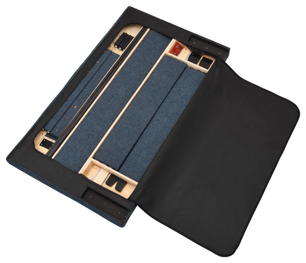 Legends Home King Size Navy Blue Denim Squares Upholstered Platform Bed