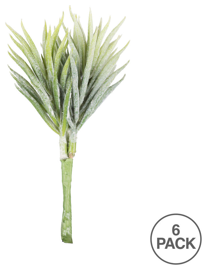 Vickerman Fe171106 5"Artificial Green And White Seneco Succulent Pick, 6 Pack