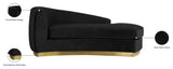 Julian Velvet Upholstered Chaise, Black, Gold Base