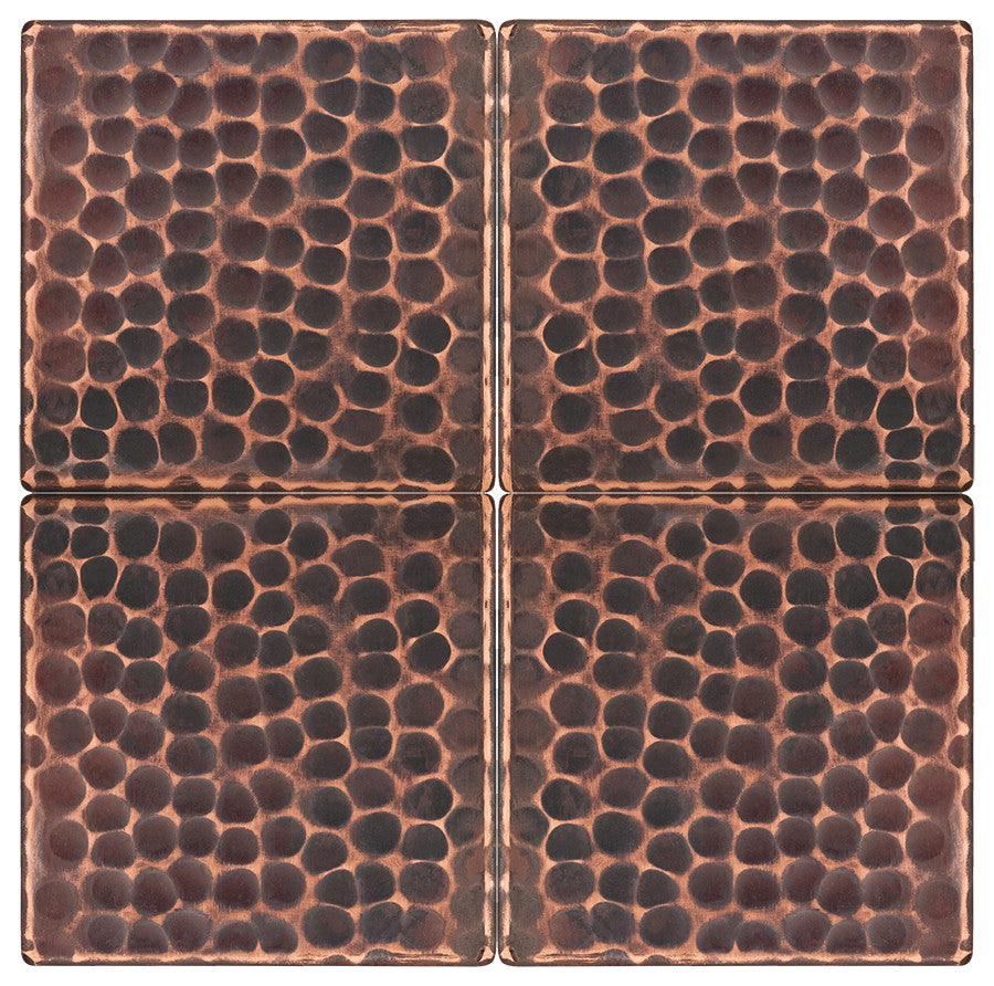 Hammered Copper Tile, 3"x3", Set of 4