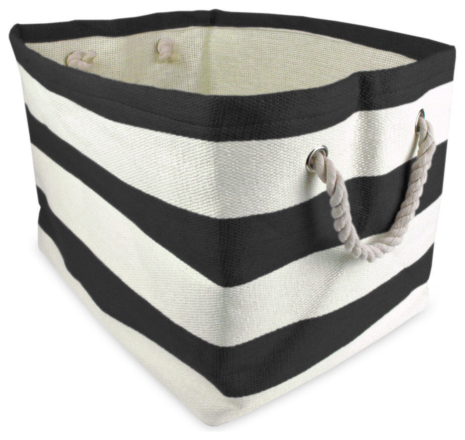 Rectangle Paper Bin, Stripe Black