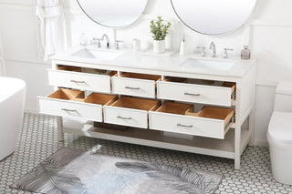 Sally 72" Double Bathroom Vanity, White