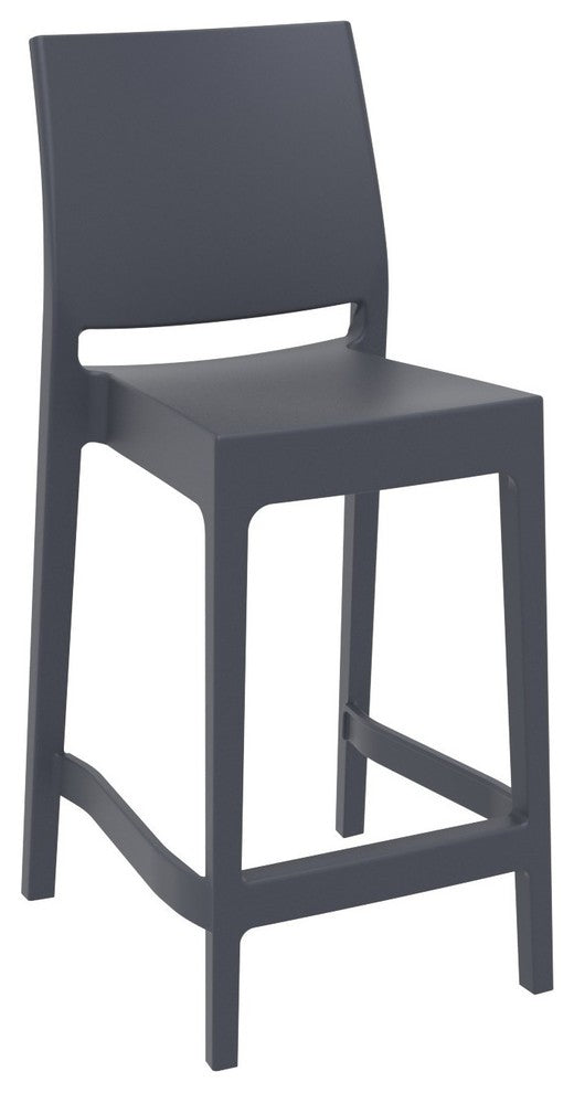 Maya Resin Counter Stool, Dark Gray, Set of 2