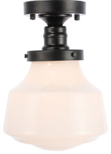 Living District Lyle 1-Light Metal & Glass Flush Mount in Black/Frosted White