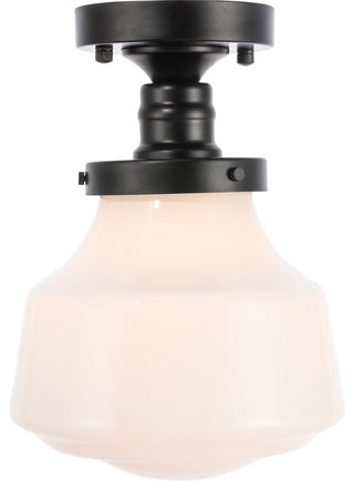 Living District Lyle 1-Light Metal & Glass Flush Mount in Black/Frosted White
