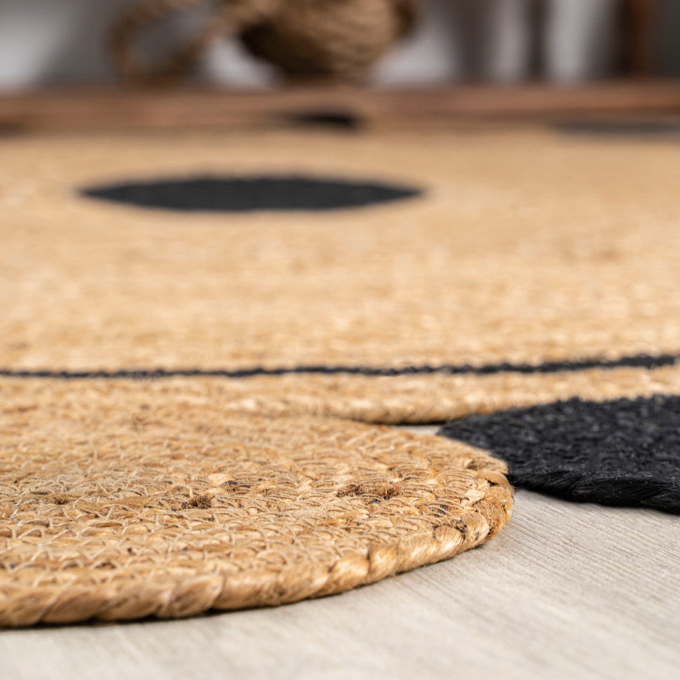 Aurora Two-Tone Jute Round Area Rug, 6' Round