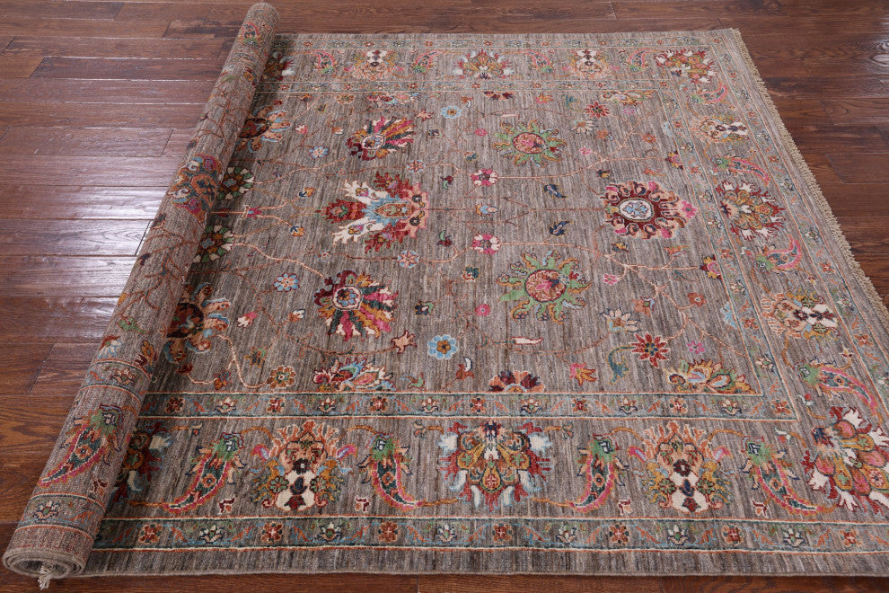 5' 10" X 7' 9" Hand Knotted Persian Tabriz Rug Q7648