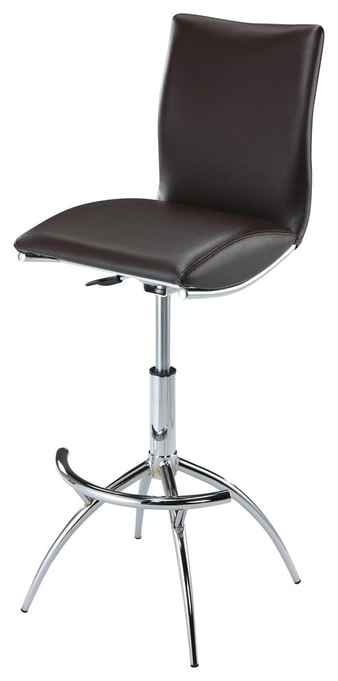 Dark Brown Leatherette Swivel Bar Stool With Gas Lift