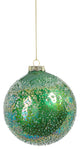 Sugared Shiny Green Glass Ornaments, Set of 6, 4"
