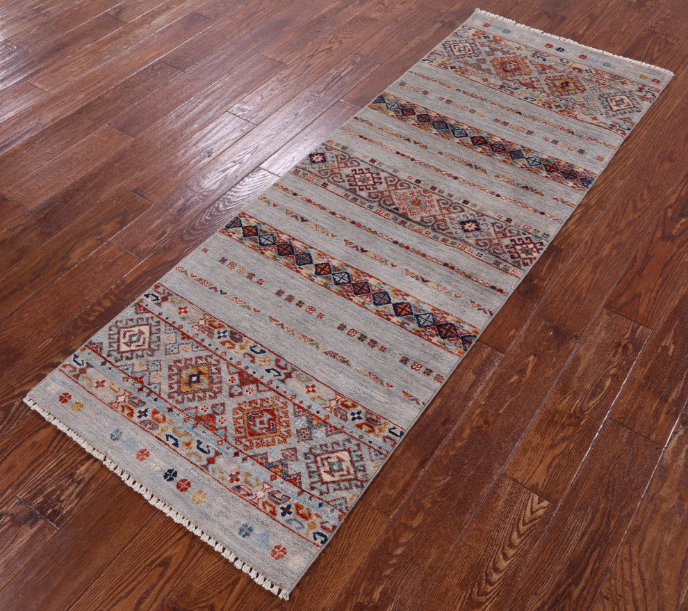 Runner Khorjin Super Kazak Hand-Knotted Wool Rug 2' 5" X 6' 7" Q10836