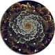Perfect Fractal Flower In Orange And Silver, Round Metal Wall Art, 11"