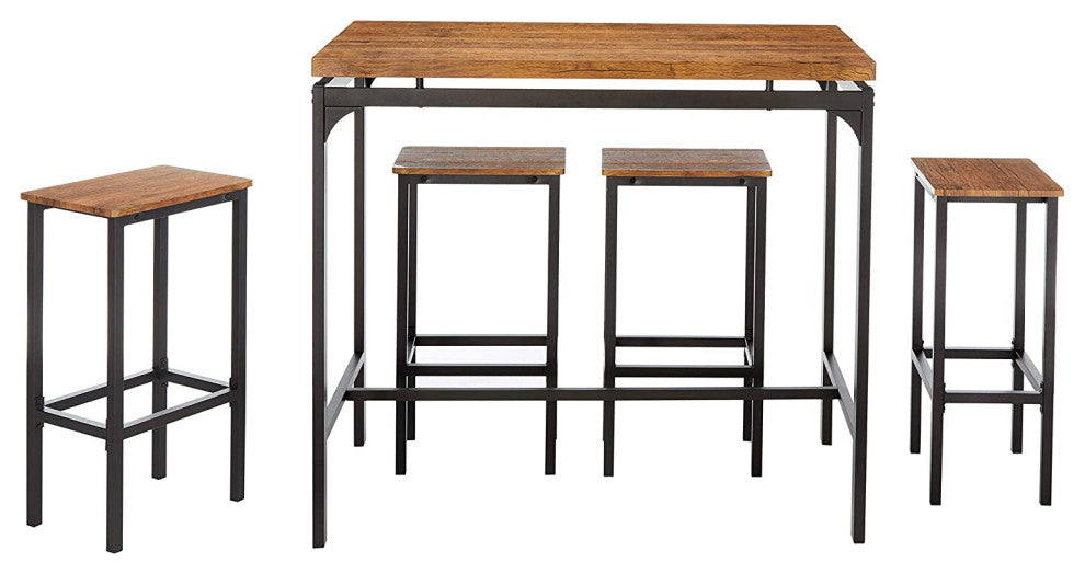 5 Piece Bar Set, Weathered Chestnut and Black