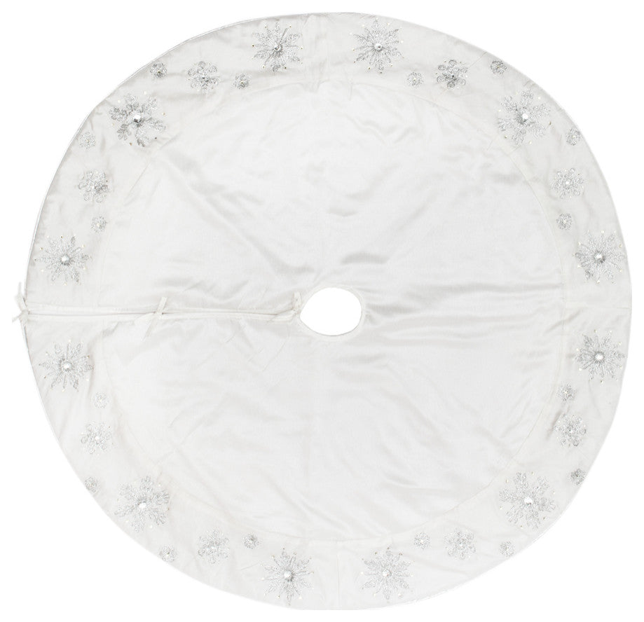 Snowflake Christmas Textile Collection , White, 52"