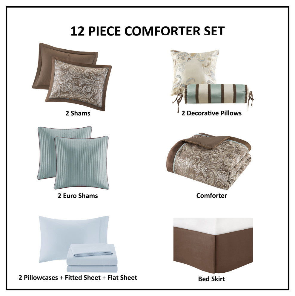 Madison Park Jacquard 12-Piece Set, Queen