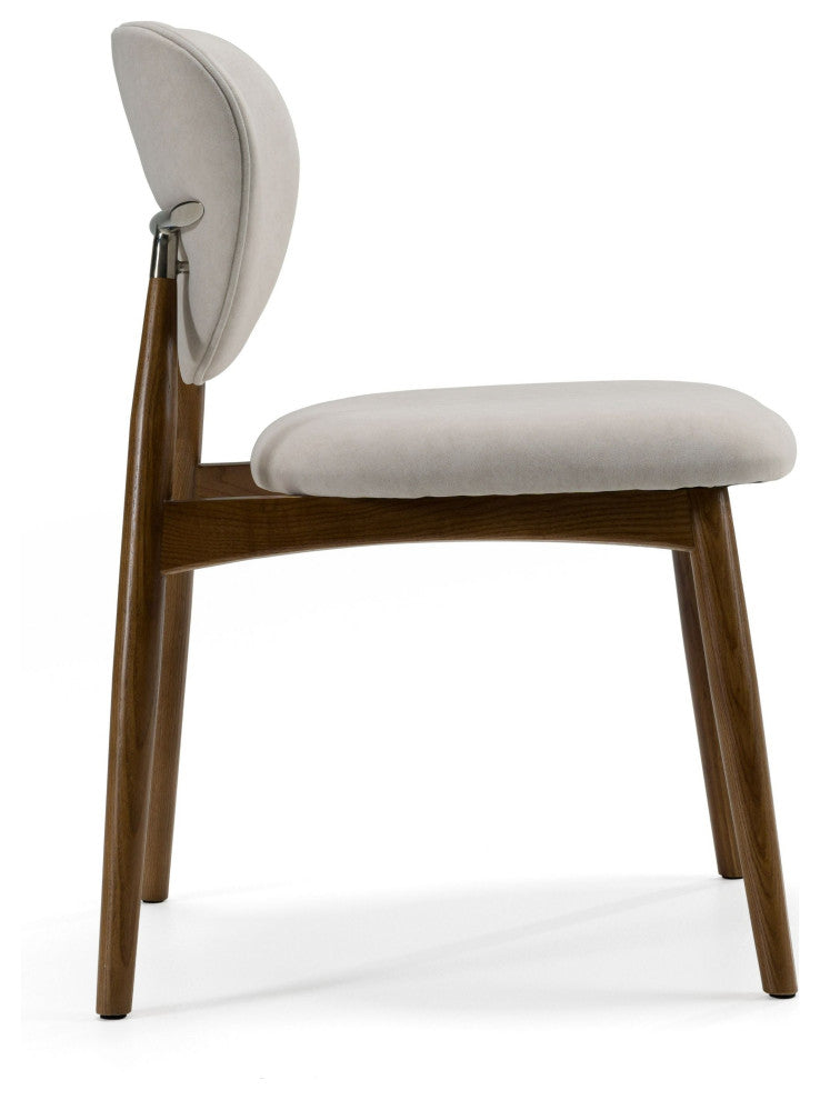 Modrest Savannah Mid-Century Modern Grey Fabric, Walnut Dining Chair