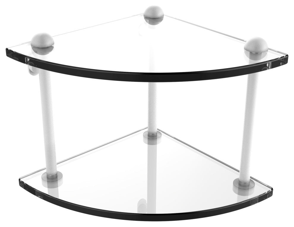 Two-Tier Corner Glass Shelf, Matte White