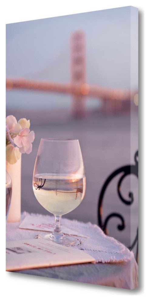 Single Glass of Wine Golden Gate Bridge 4 Giclee Wrap Canvas Wall Art