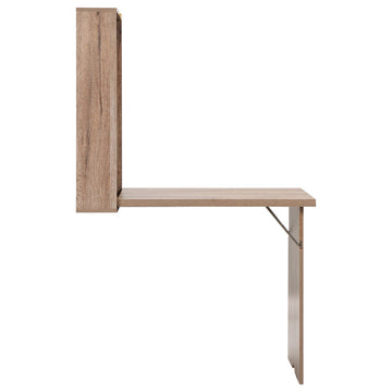 HomeRoots Rustic Natural Oak Finish Folding Murphey Style Desk With Shelves