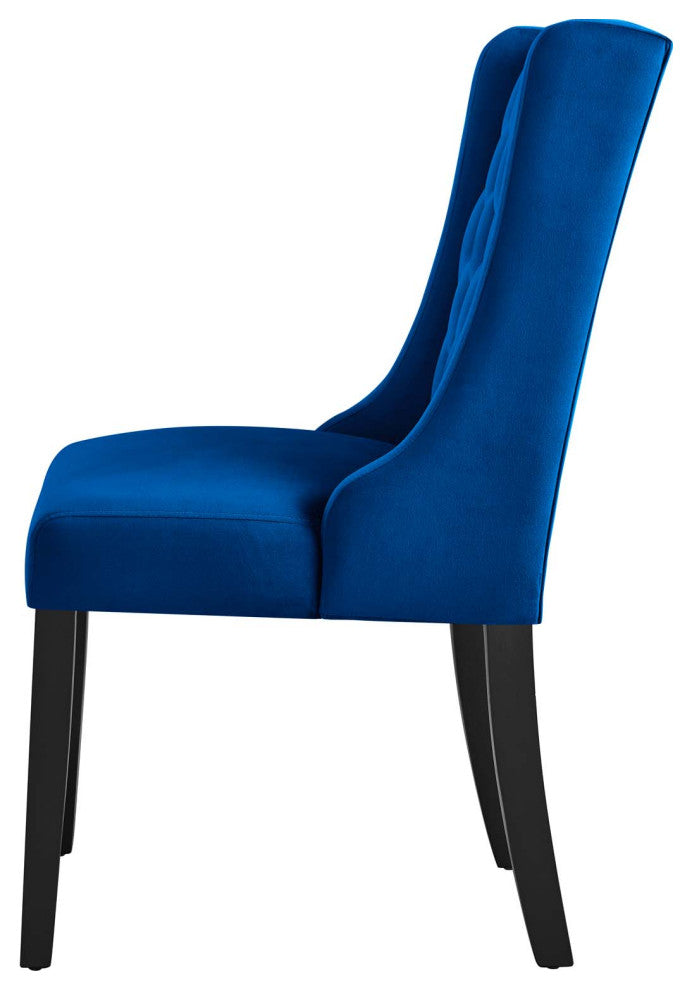 Side Dining Chair, Set of 2, Blue Navy, Velvet, Modern, Cafe Bistro Hospitality