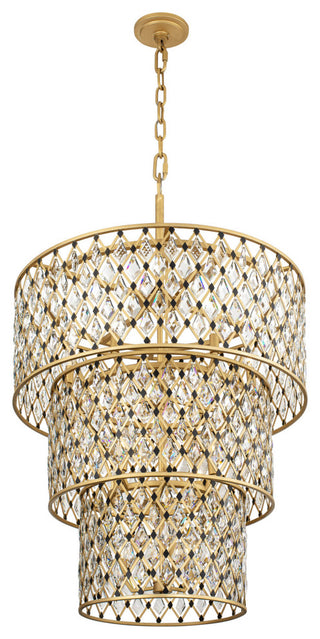 Windsor 13-Lt 3-Tier Crystal Chandelier - French Gold/Matte Black