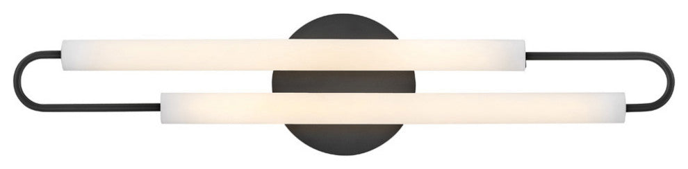 Hinkley EOS Lg 25" LED Bath Vanity Light Fixture, Black + Etched Glass