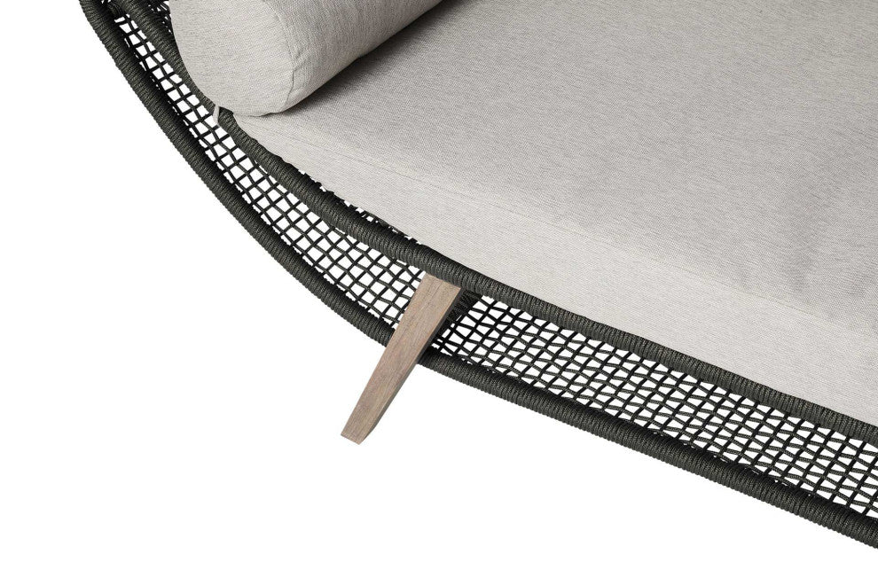 Reverie Bench, Dark Gray Cord and Weathered Eucalyptus