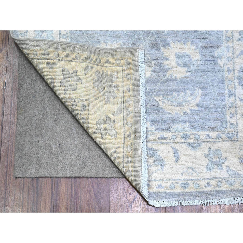 Glaucous Gray Wool Hand Knotted Finer Peshawar XL Runner Oriental Rug 2'6"x14'8"
