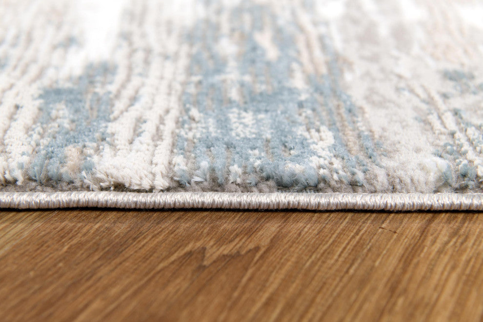 5"x8" Gray and Ivory Abstract Stria Area Rug