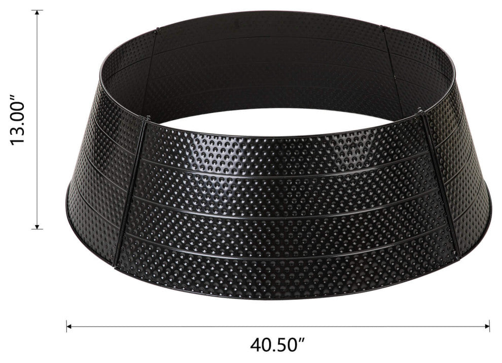 40.5"D Hammered Metal Christmas Tree Collar, Black