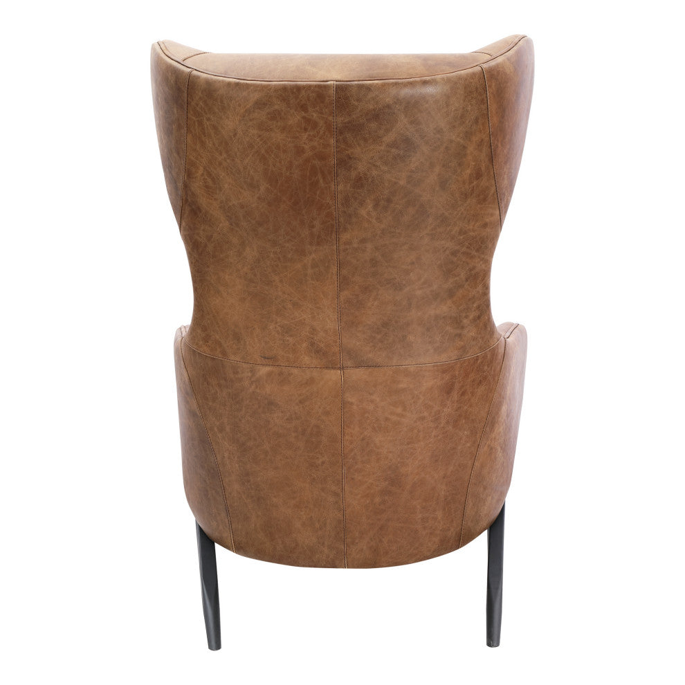 Amos Leather Accent Chair Open Road Brown Leather