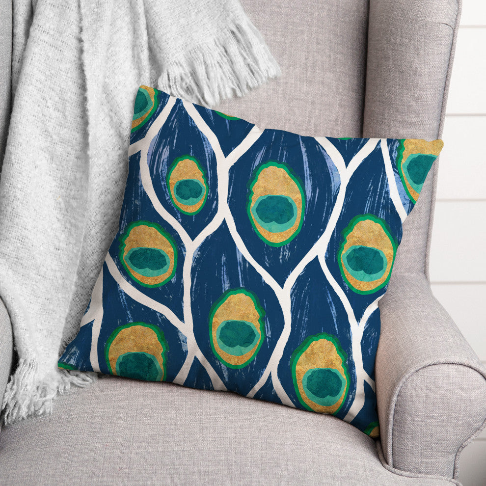 Swoopin Feather Peacock 3 20x20 Spun Poly Pillow